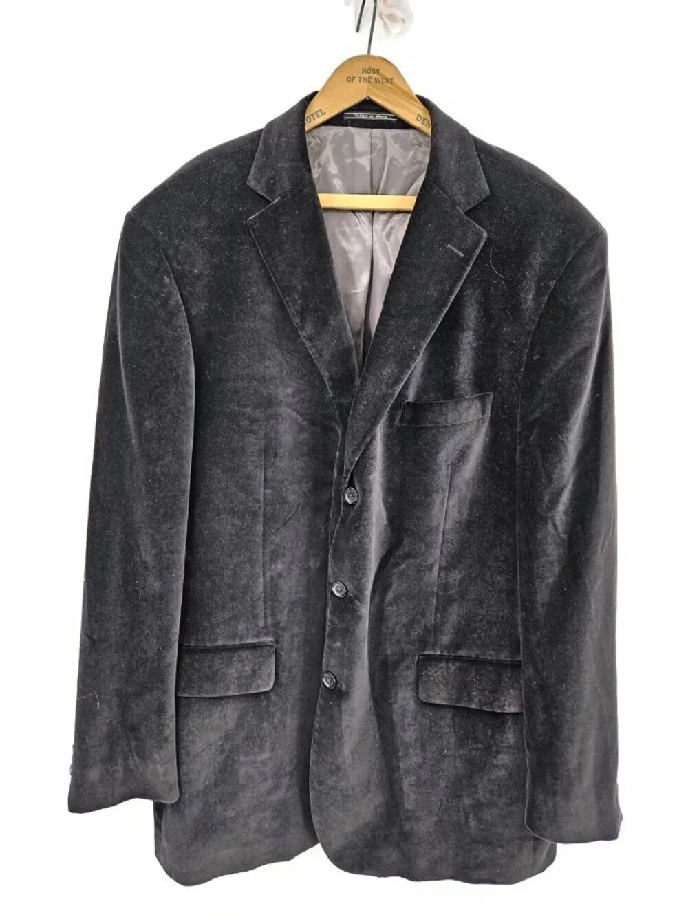 Saks Fifth Avenue Velvet Blazer Mens 48L Black Paisley Sportscoat Jacket